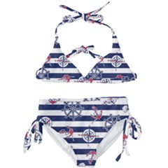 Seamless-marine-pattern Kids  Classic Bikini Set by uniart180623