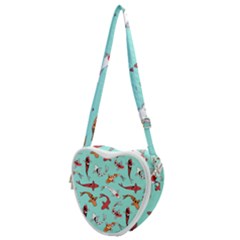 Pattern-with-koi-fishes Heart Shoulder Bag by uniart180623