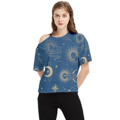 Seamless-galaxy-pattern One Shoulder Cut Out Tee by uniart180623