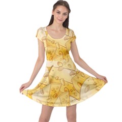 Cheese-slices-seamless-pattern-cartoon-style Cap Sleeve Dress by uniart180623