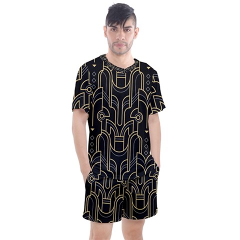 Art-deco-geometric-abstract-pattern-vector Men s Mesh Tee And Shorts Set by uniart180623