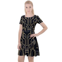 Art-deco-geometric-abstract-pattern-vector Cap Sleeve Velour Dress  by uniart180623