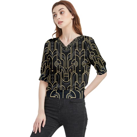 Art-deco-geometric-abstract-pattern-vector Quarter Sleeve Blouse by uniart180623