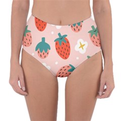 Strawberry-seamless-pattern Reversible High-waist Bikini Bottoms by uniart180623