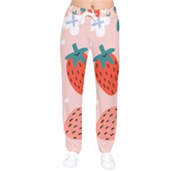 Strawberry-seamless-pattern Women Velvet Drawstring Pants by uniart180623