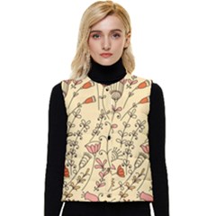 Seamless-pattern-with-different-flowers Women s Short Button Up Puffer Vest by uniart180623