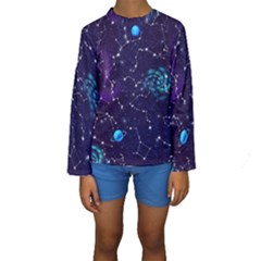 Realistic-night-sky-poster-with-constellations Kids  Long Sleeve Swimwear by uniart180623