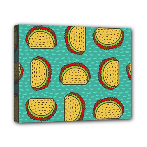 Taco-drawing-background-mexican-fast-food-pattern Canvas 10  X 8  (stretched) by uniart180623