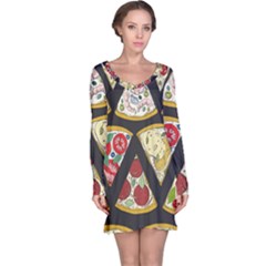 Vector-seamless-pattern-with-italian-pizza-top-view Long Sleeve Nightdress by uniart180623