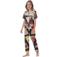 Vector-seamless-pattern-with-italian-pizza-top-view Kids  Satin Short Sleeve Pajamas Set by uniart180623