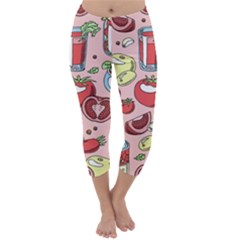 Tomato-seamless-pattern-juicy-tomatoes-food-sauce-ketchup-soup-paste-with-fresh-red-vegetables Capri Winter Leggings  by uniart180623