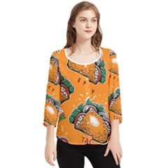 Seamless-pattern-with-taco Chiffon Quarter Sleeve Blouse by uniart180623