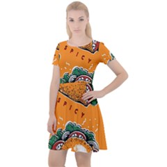 Seamless-pattern-with-taco Cap Sleeve Velour Dress  by uniart180623