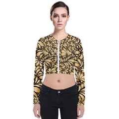 Damask-teardrop-gold-ornament-seamless-pattern Long Sleeve Zip Up Bomber Jacket by uniart180623