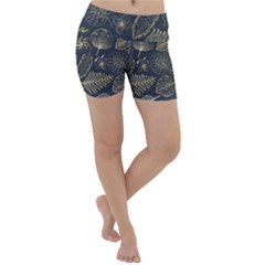 Elegant-pattern-with-golden-tropical-leaves Lightweight Velour Yoga Shorts by uniart180623