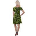 Green-abstract-stippled-repetitive-fashion-seamless-pattern Cap Sleeve Velour Dress  View2