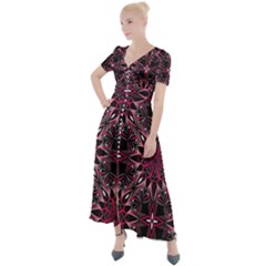 Seamless-pattern-with-flowers-oriental-style-mandala Button Up Short Sleeve Maxi Dress by uniart180623