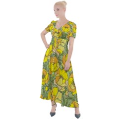 Seamless-pattern-with-graphic-spring-flowers Button Up Short Sleeve Maxi Dress by uniart180623