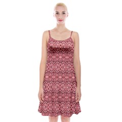 Pink-art-with-abstract-seamless-flaming-pattern Spaghetti Strap Velvet Dress by uniart180623