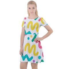 Abstract-pop-art-seamless-pattern-cute-background-memphis-style Cap Sleeve Velour Dress  by uniart180623