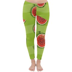 Seamless-background-with-watermelon-slices Classic Winter Leggings by uniart180623