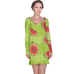 Seamless-background-with-watermelon-slices Long Sleeve Nightdress by uniart180623