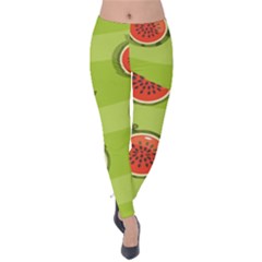 Seamless-background-with-watermelon-slices Velvet Leggings by uniart180623