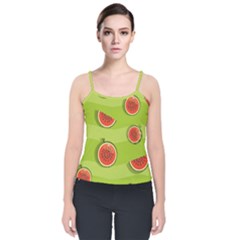 Seamless-background-with-watermelon-slices Velvet Spaghetti Strap Top by uniart180623