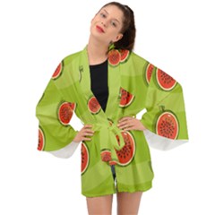 Seamless-background-with-watermelon-slices Long Sleeve Kimono by uniart180623