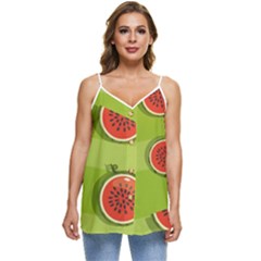 Seamless-background-with-watermelon-slices Casual Spaghetti Strap Chiffon Top by uniart180623