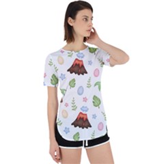 Cute-palm-volcano-seamless-pattern Perpetual Short Sleeve T-shirt by uniart180623