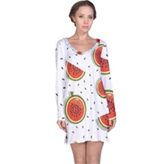 Seamless-background-pattern-with-watermelon-slices Long Sleeve Nightdress by uniart180623