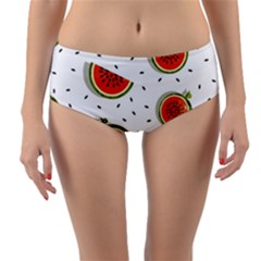 Seamless-background-pattern-with-watermelon-slices Reversible Mid-waist Bikini Bottoms by uniart180623