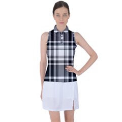 Pixel-background-design-modern-seamless-pattern-plaid-square-texture-fabric-tartan-scottish-textile- Women s Sleeveless Polo Tee by uniart180623