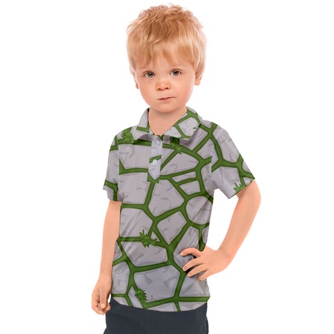 Cartoon-gray-stone-seamless-background-texture-pattern Green Kids  Polo Tee by uniart180623