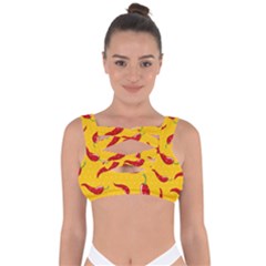 Chili-vegetable-pattern-background Bandaged Up Bikini Top by uniart180623