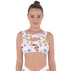 Cute-cartoon-robots-seamless-pattern Bandaged Up Bikini Top by uniart180623