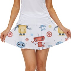 Cute-cartoon-robots-seamless-pattern Women s Skort by uniart180623