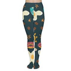 Seamless-pattern-with-breakfast-symbols-morning-coffee Tights by uniart180623