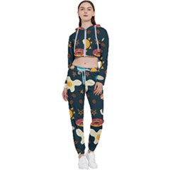 Seamless-pattern-with-breakfast-symbols-morning-coffee Cropped Zip Up Lounge Set by uniart180623