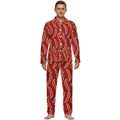 Chili-pattern-red Men s Long Sleeve Velvet Pocket Pajamas Set by uniart180623