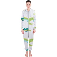 Cute-cartoon-alligator-kids-seamless-pattern-with-green-nahd-drawn-crocodiles Hooded Jumpsuit (ladies) by uniart180623