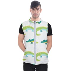 Cute-cartoon-alligator-kids-seamless-pattern-with-green-nahd-drawn-crocodiles Men s Puffer Vest by uniart180623