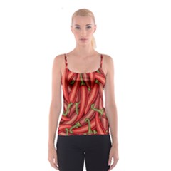 Seamless-chili-pepper-pattern Spaghetti Strap Top by uniart180623