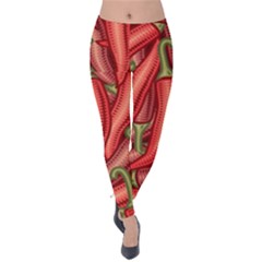 Seamless-chili-pepper-pattern Velvet Leggings by uniart180623