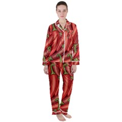 Seamless-chili-pepper-pattern Women s Long Sleeve Satin Pajamas Set	 by uniart180623