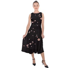 Abstract Rose Gold Glitter Background Midi Tie-back Chiffon Dress by artworkshop