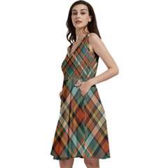 Tartan-scotland-seamless-plaid-pattern-vector-retro-background-fabric-vintage-check-color-square-geo Sleeveless V-neck Skater Dress With Pockets by uniart180623