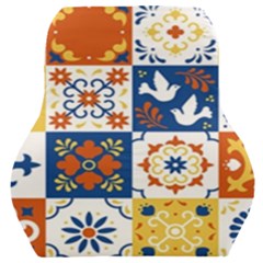 Mexican-talavera-pattern-ceramic-tiles-with-flower-leaves-bird-ornaments-traditional-majolica-style- Car Seat Back Cushion  by uniart180623