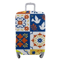 Mexican-talavera-pattern-ceramic-tiles-with-flower-leaves-bird-ornaments-traditional-majolica-style- Luggage Cover (small) by uniart180623